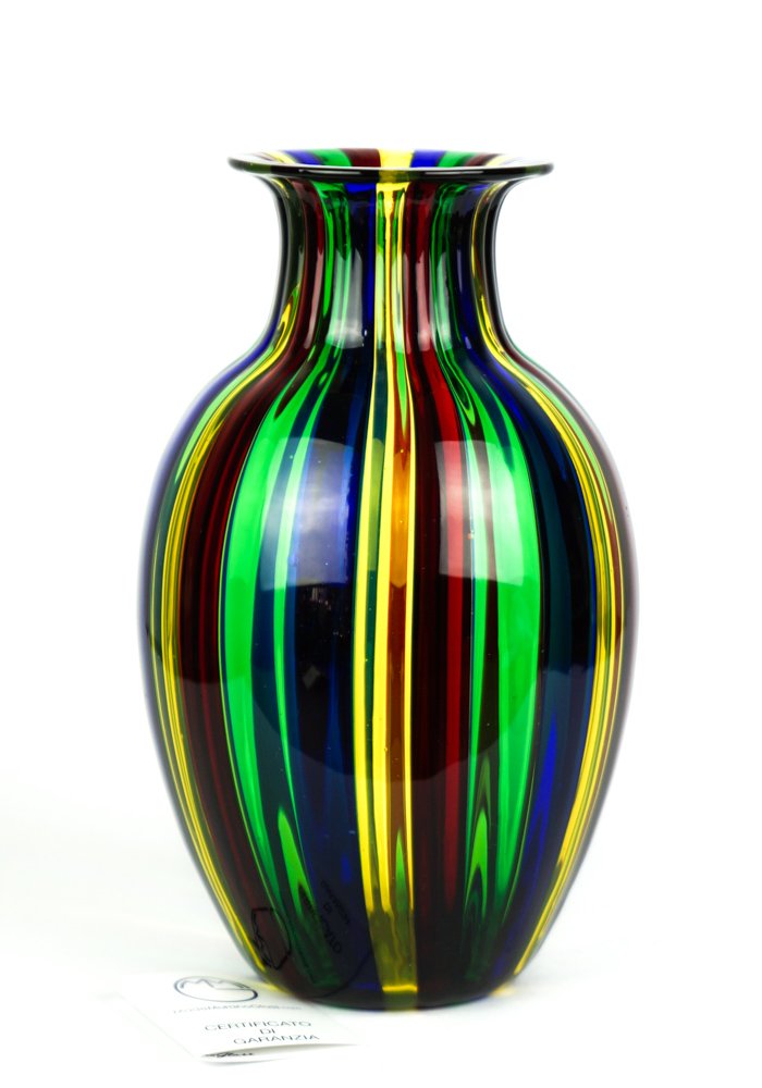 Vase décoratif en verre soufflé de Murano fabriqué en Italie