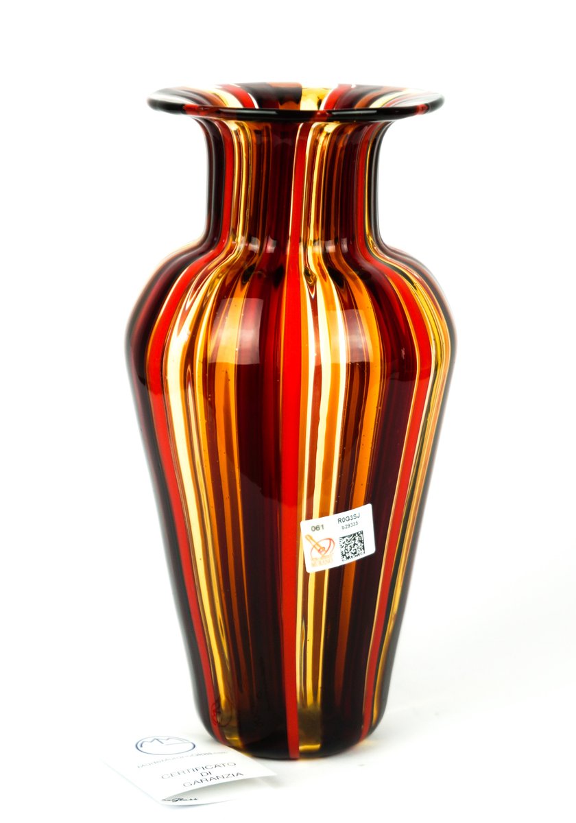 Jarrón de cristal de Murano soplado en rojo y ámbar de Urban para Made
