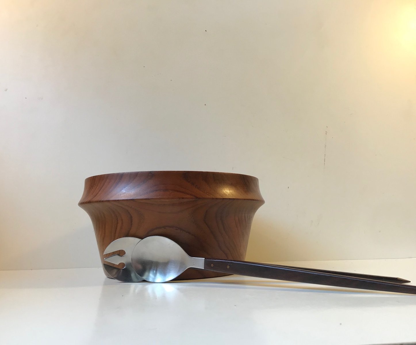 Danish Teak Rosewood Salad Bowl and Serving Spoon and Fork from Wiggers