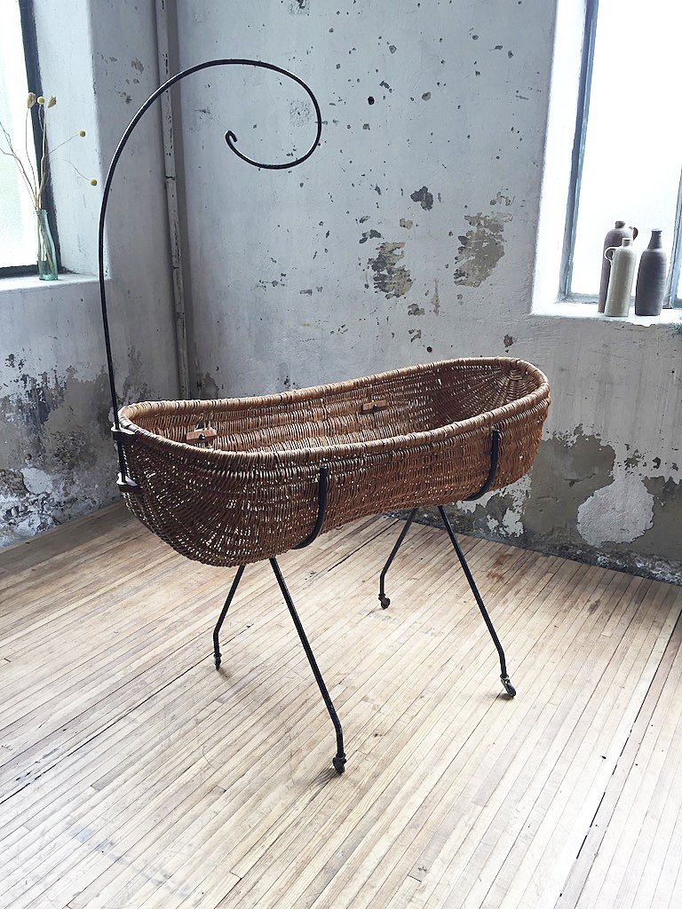 culla vimini con ruote