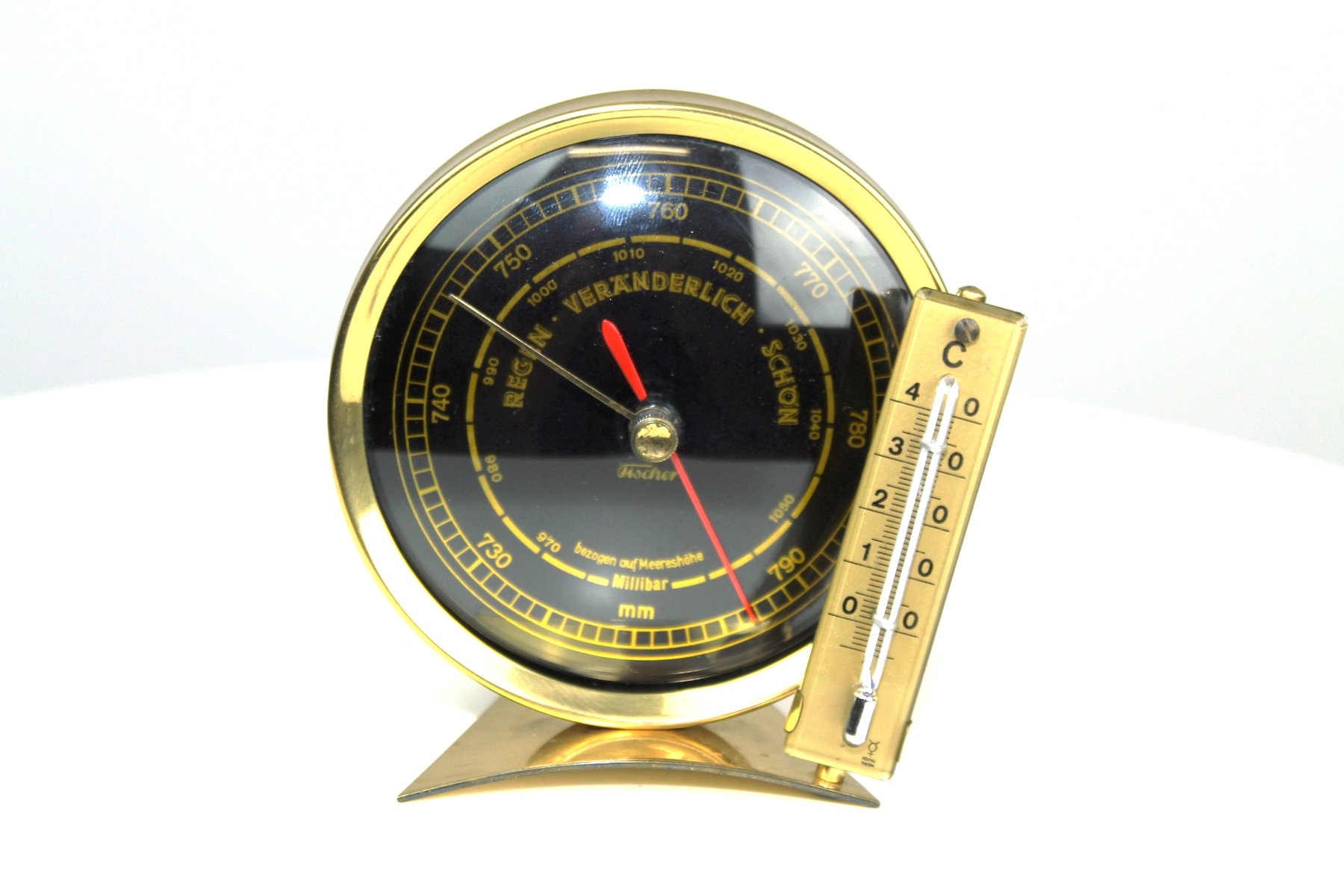 Barometer with Thermometer from Feingerätebau Fischer, 1950s for sale ... - Barometer With Thermometer From Feingeraetebau Fischer 1950s 1