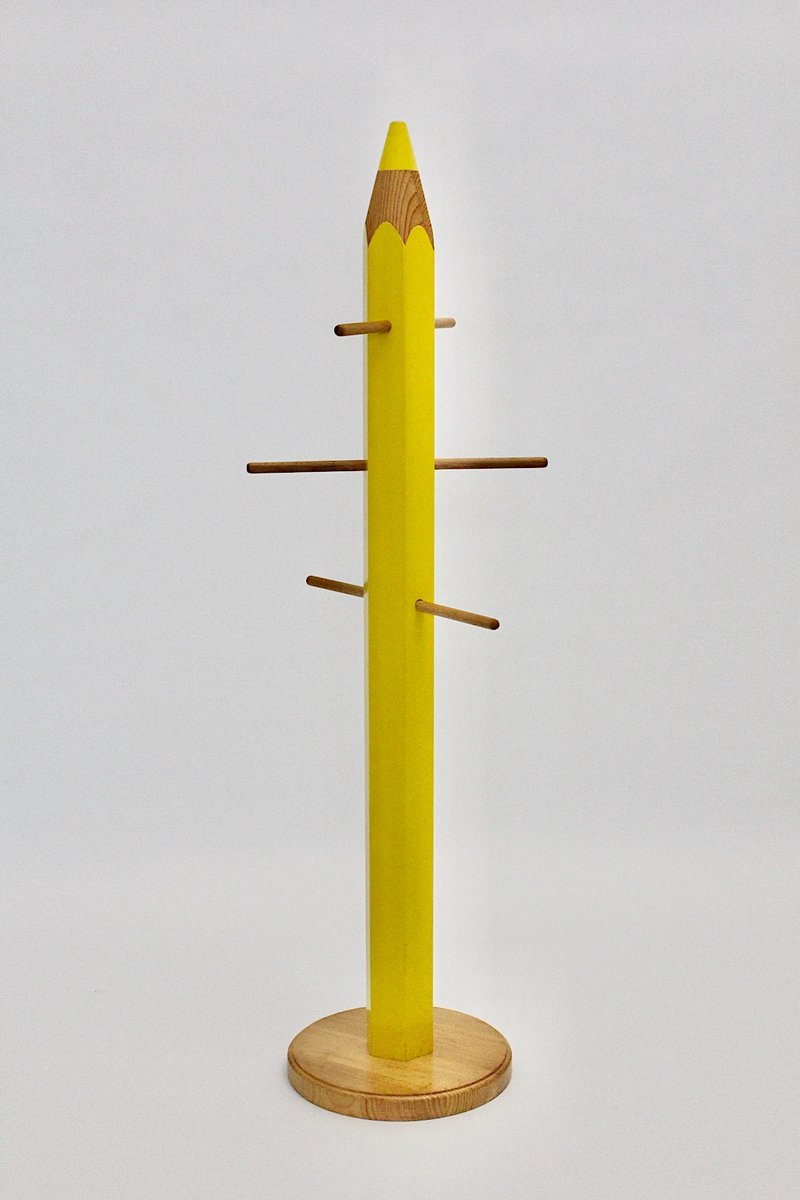 Yellow Pencil Coat Rack, 1980s for sale at Pamono