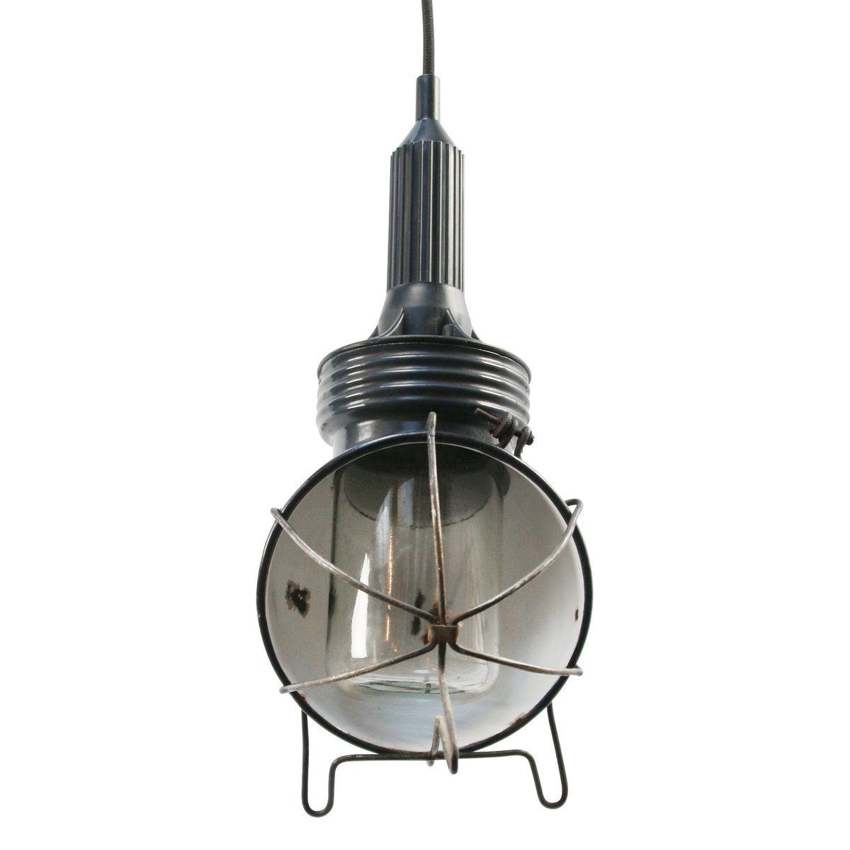Lampada da soffitto industriale vintage in metallo blu ...