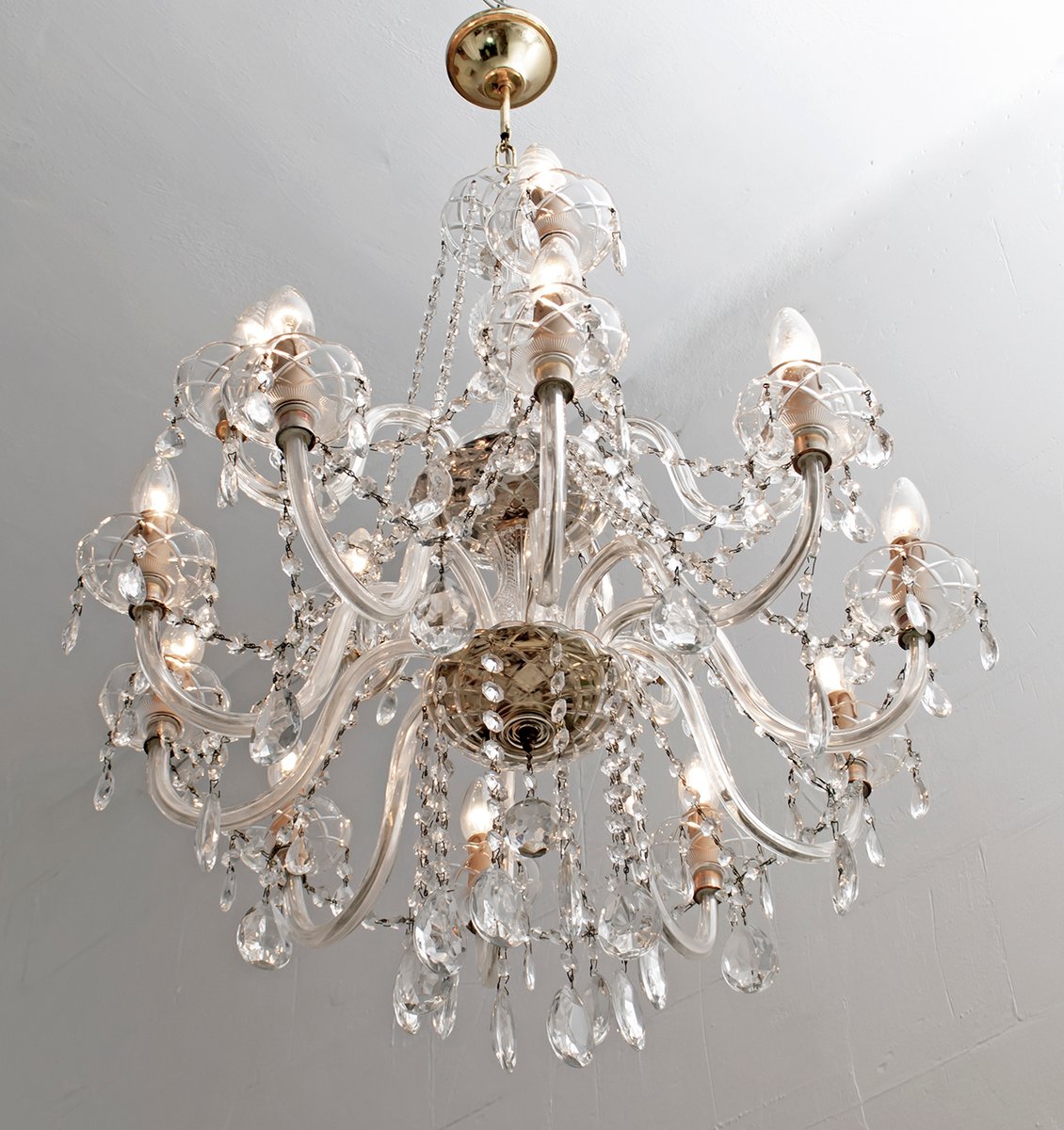 MidCentury Italian Crystal Chandelier, 1950s for sale at Pamono
