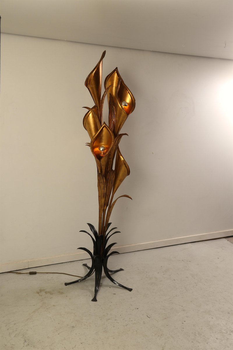 Stehlampe in tropischer Blumen-Optik von Hans Kögl, 1970er bei Pamono