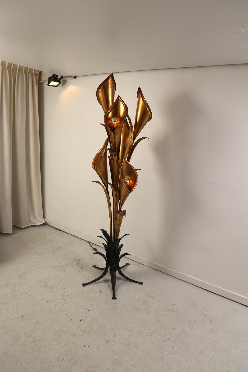 Stehlampe in tropischer Blumen-Optik von Hans Kögl, 1970er bei Pamono