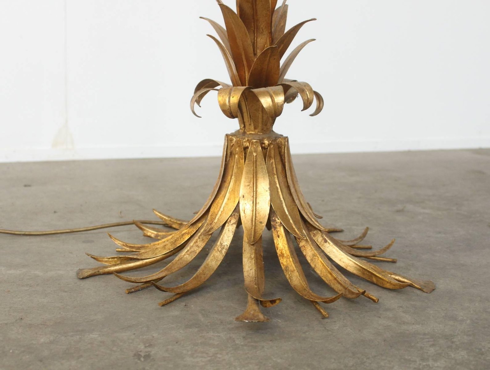 Stehlampe aus vergoldetem Metall in Palmen-Optik von Hans Kögl, 1970er