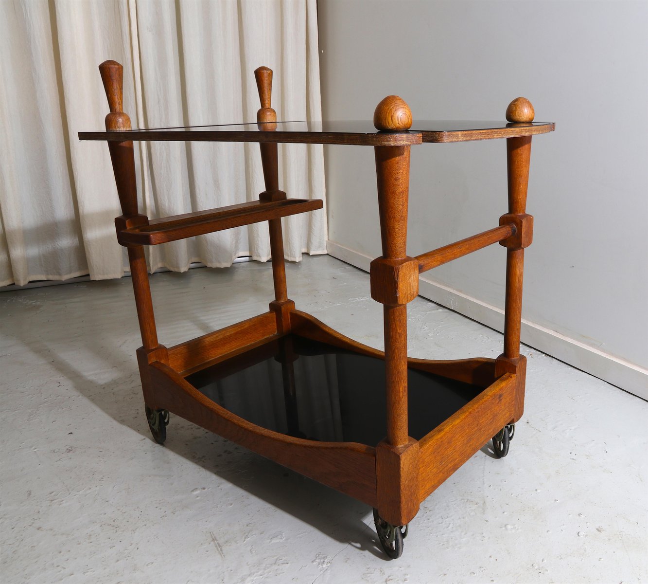 Chariot de Bar par Guillerme et Chambron, 1950s en vente sur Pamono