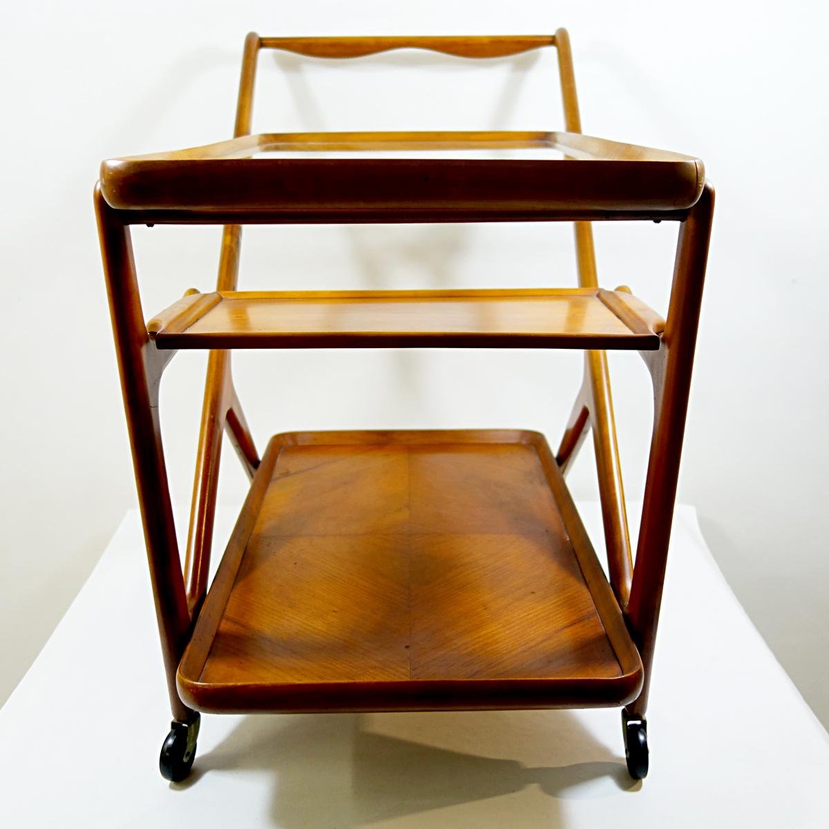 Wooden Tea Trolley by Cesare Lacca for Cassina, 1950s for sale at Pamono