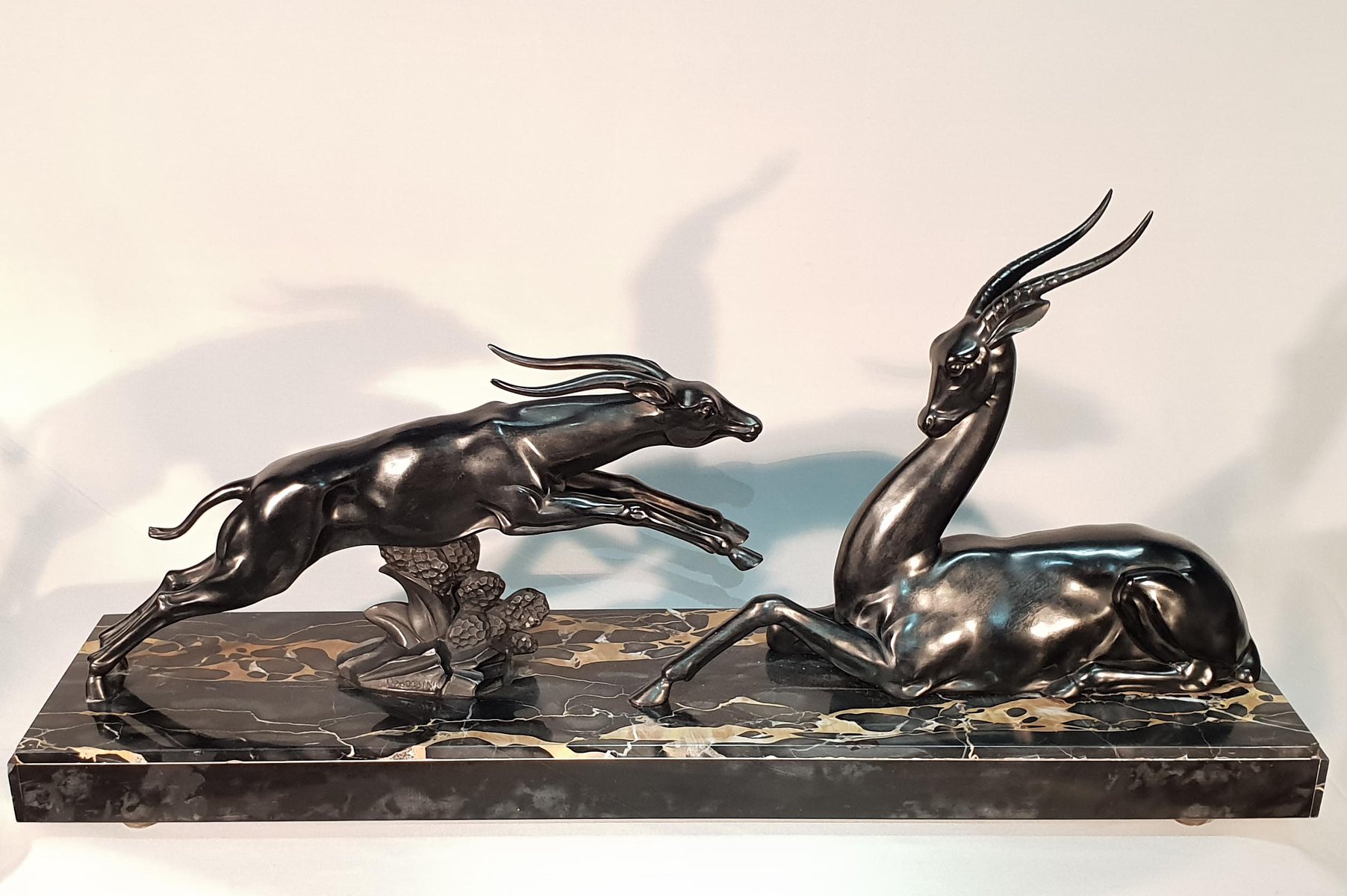 Large Art Deco Antelopes Sculpture By Limousin Jacques 1930s For Sale large-art-deco-antelopes-sculpture-by-limousin-jacques-1930s-for-sale