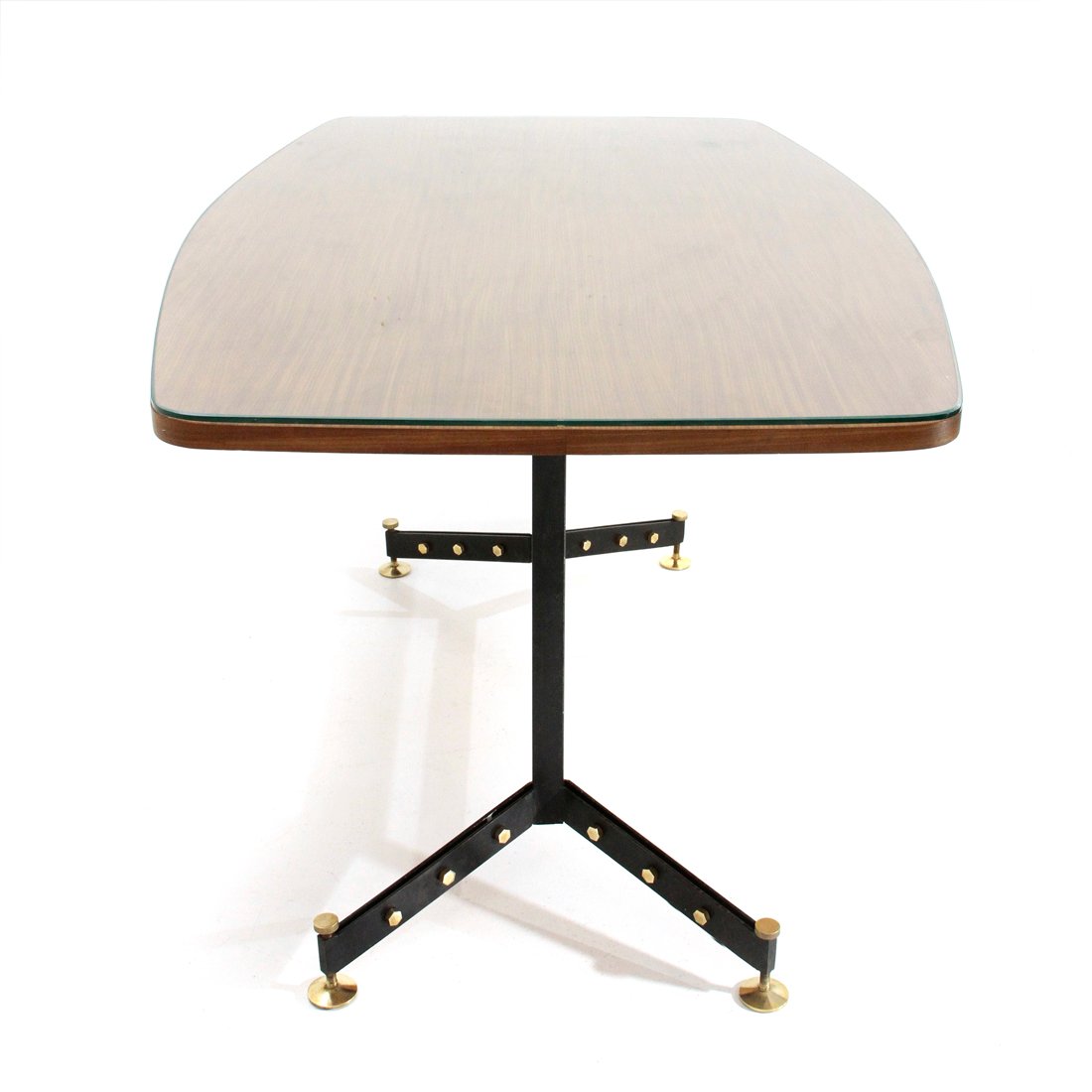 Italienischer Esstisch aus Holz, Metall & Messing, 1950er ...