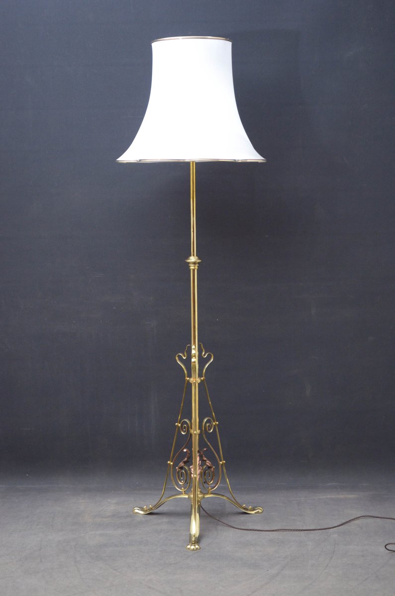 Lampada da terra Art Nouveau in ottone e rame in vendita ...