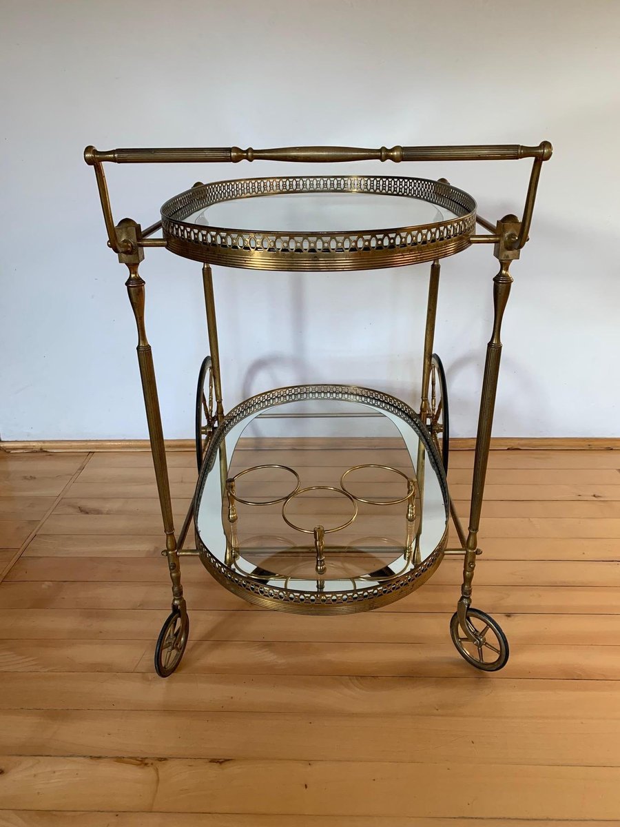 Chariot de Bar par Maison Jansen, années 60 en vente sur Pamono