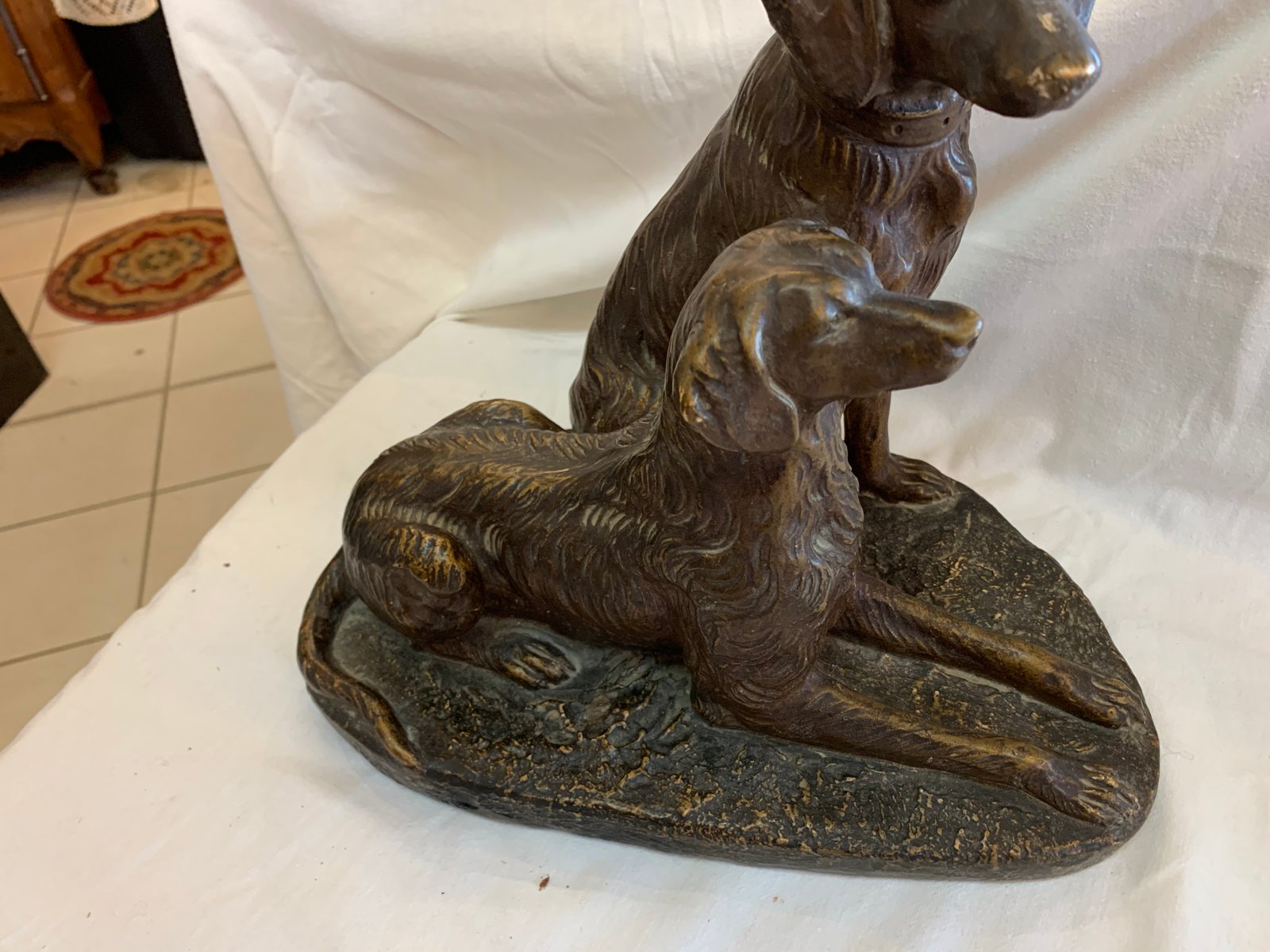 Bronzed Plaster Dog Sculpture from Melun, 1920s for sale at Pamono