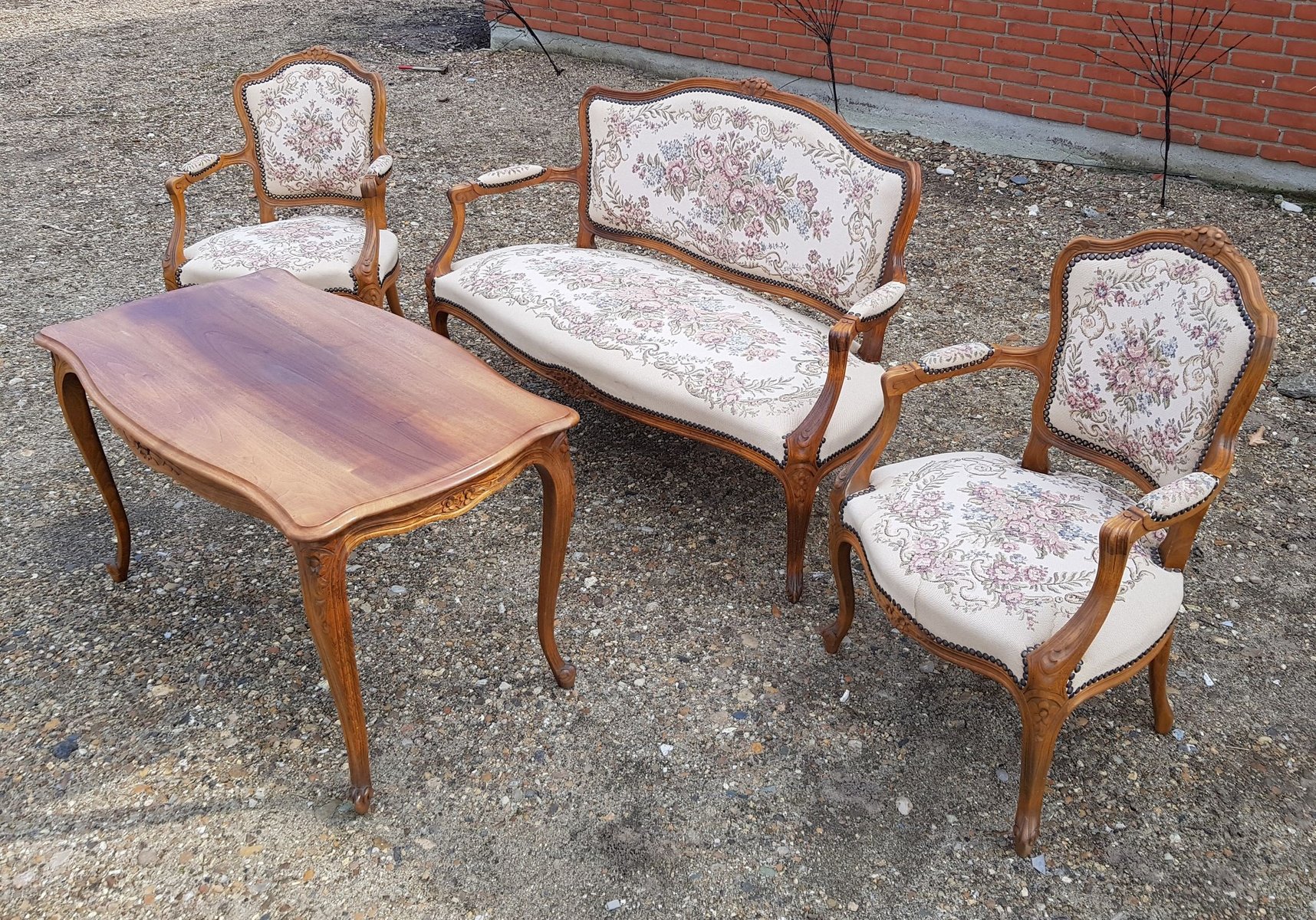 Dänische Wohnzimmergarnitur aus Sofa, Sessel & Couchtisch aus Mahagoni