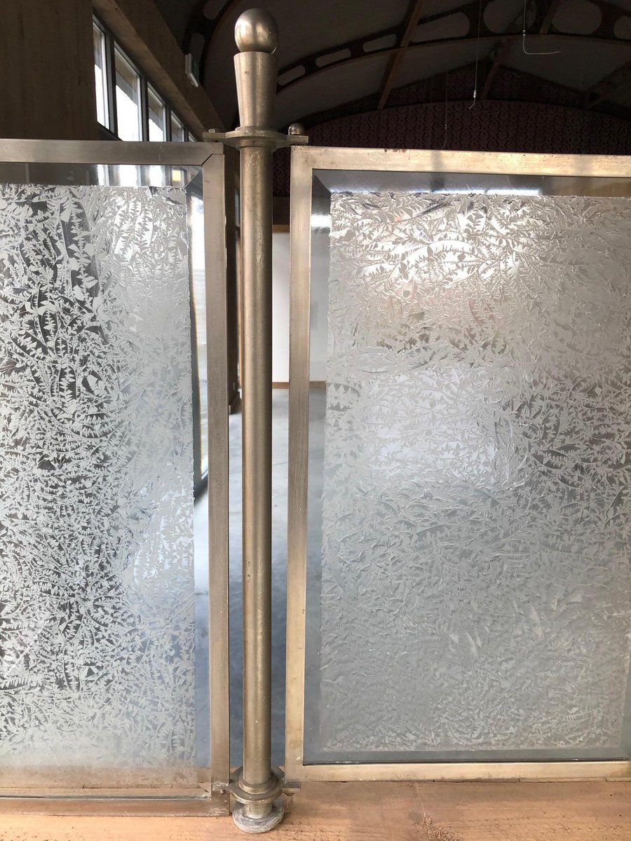 Paravents Art Déco Vintage en Verre, Set de 2 en vente sur Pamono