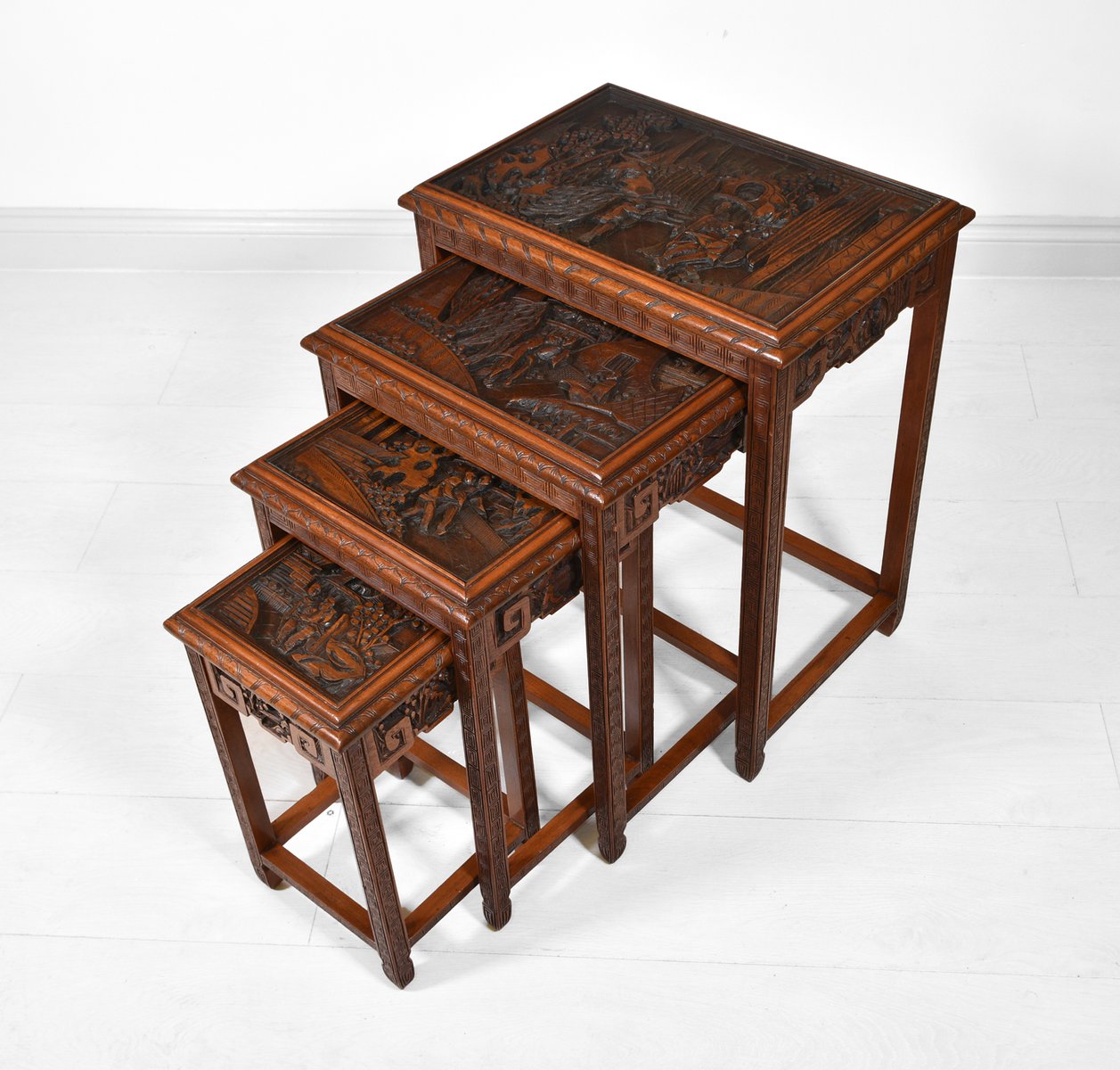 Chinese Carved Nesting Tables, 1950s for sale at Pamono