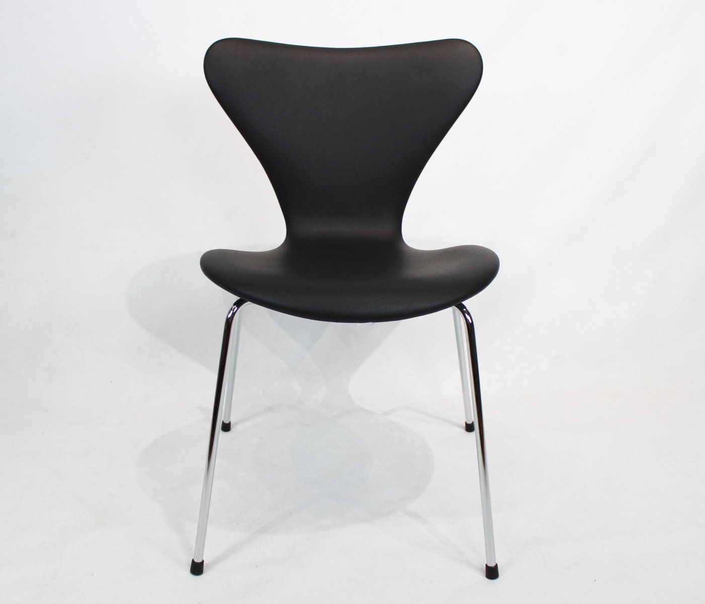 black leather model 3107 dining chair by arne jacobsen for fritz hansen 1980s UY-570021