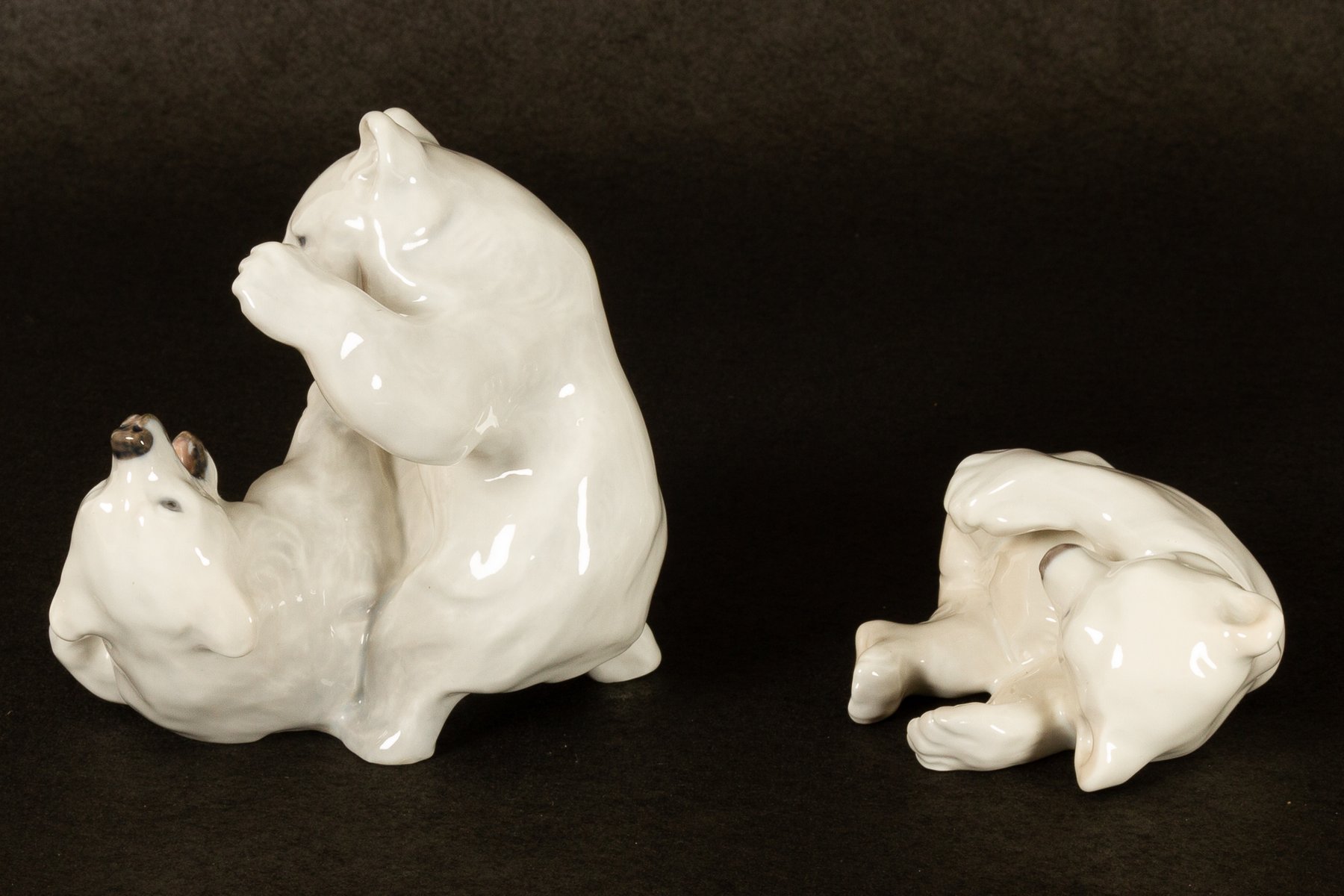 Danish Porcelain Polar Bear Cubs Figurines by Knud Kyhn for Royal ...