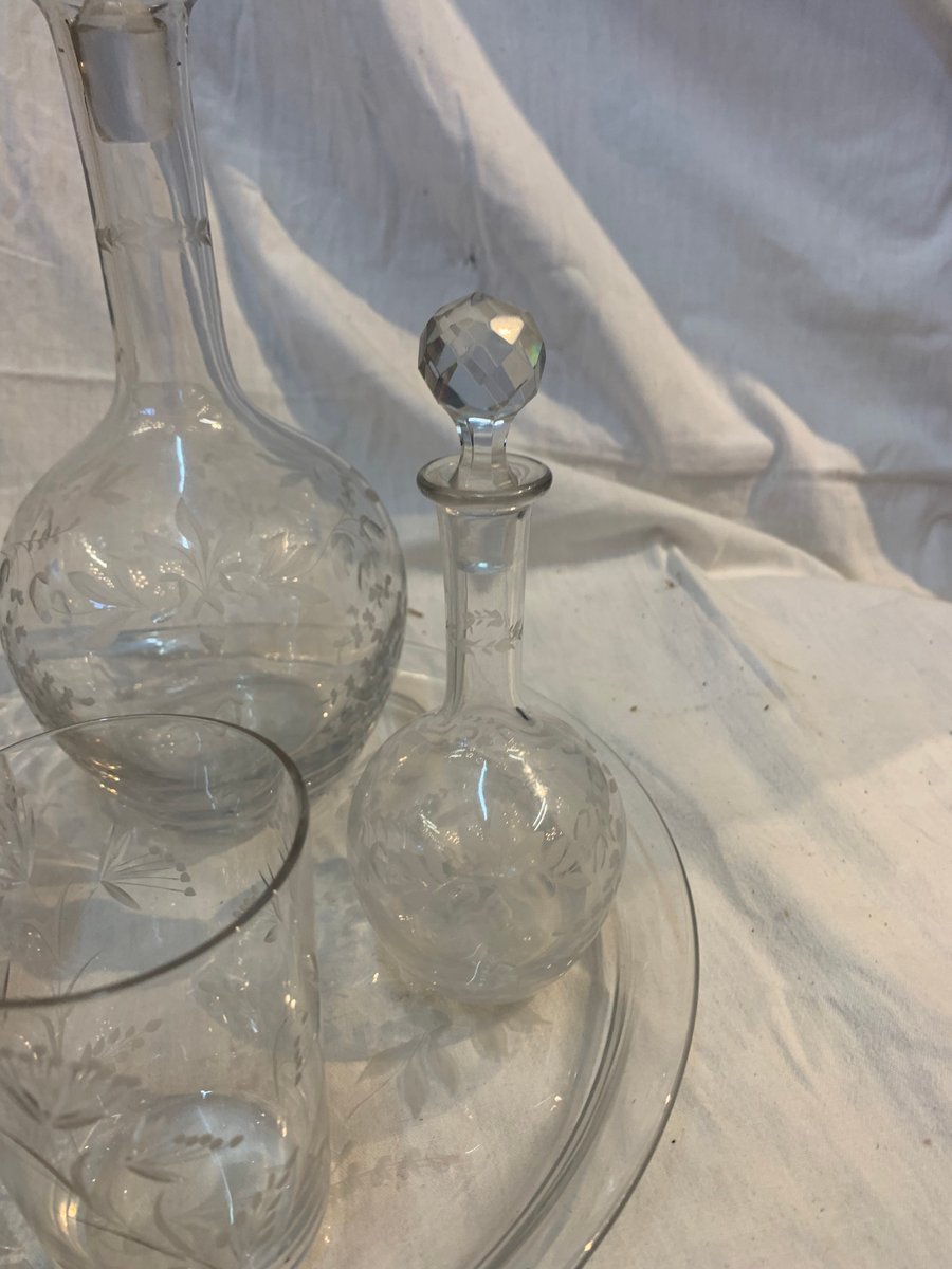 Antique Glass Tableware Set, Set of 5 for sale at Pamono