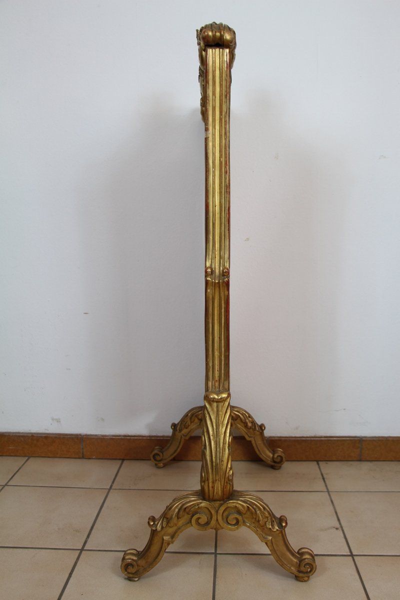 Antiker Kaminschirm aus goldenem Holz bei Pamono kaufen