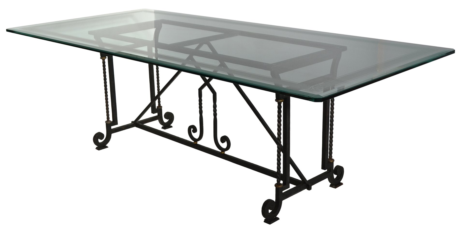 Clear Crystal Glass Wrought Iron Dining Table Or Desk Table By Cupioli For Sale At Pamono