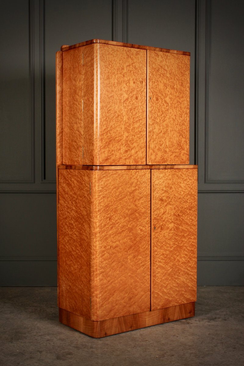 Mueble de cóctel Art Déco de madera de arce, años 30 en venta en Pamono