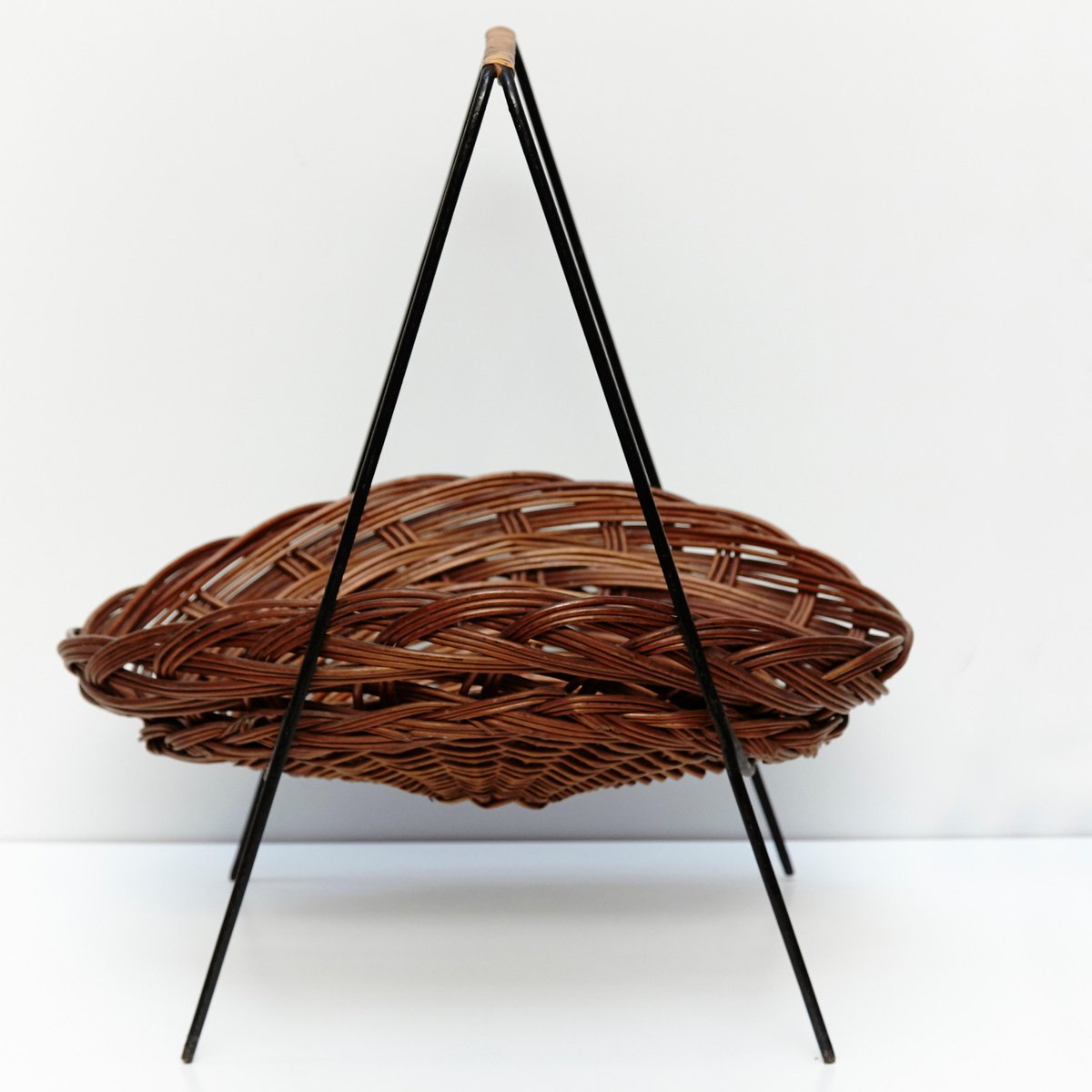 Portariviste In Vimini Naturale - Fatto A Mano In Europa, Design Vintage, Con Manici, Dimensioni 41x29x24/26 Cm, Per Soggiorno, Ufficio