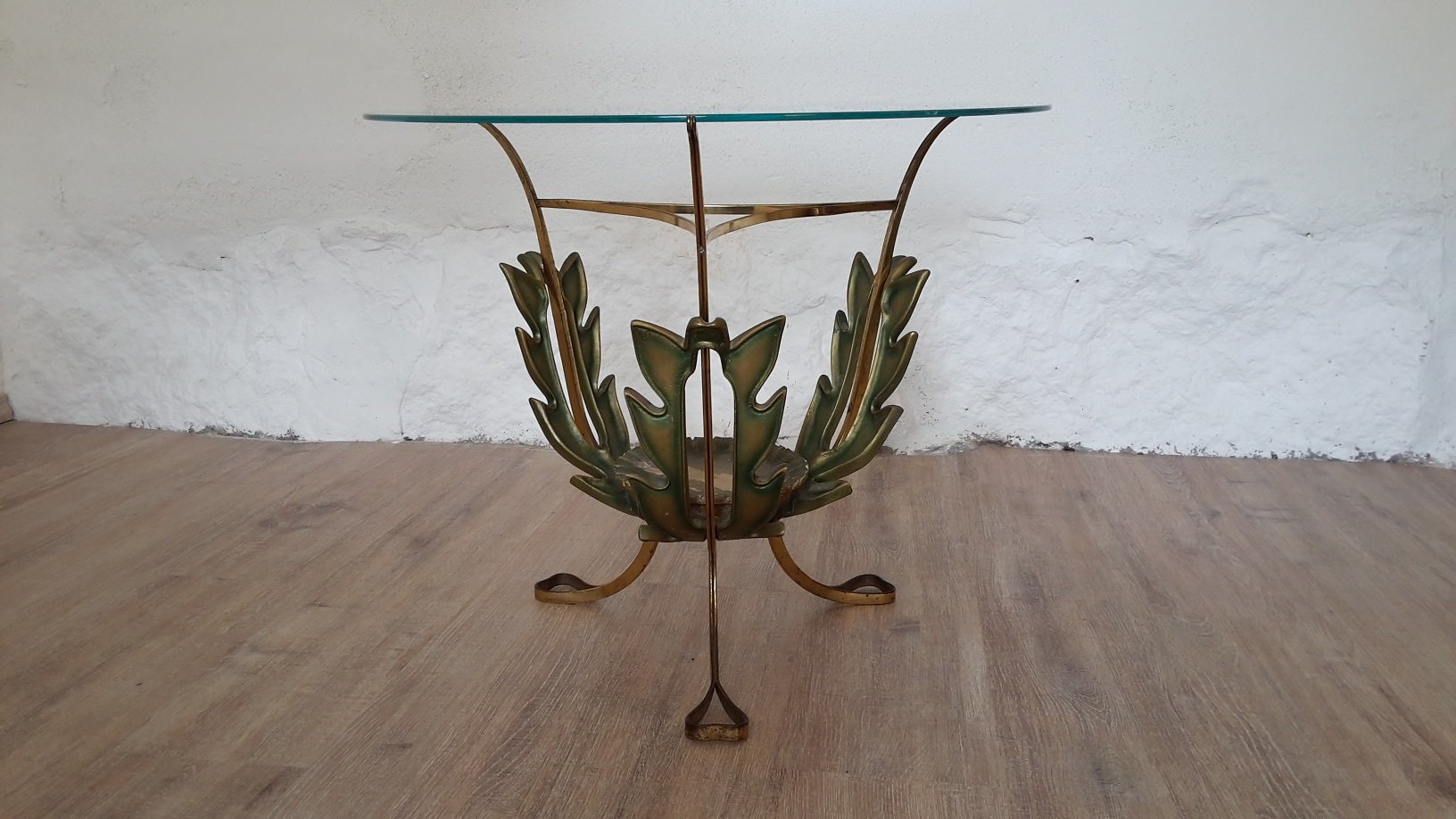 Table D'appoint Florentin Style Baroque, Plateau Bois Massif, Multicolore, 76x63x65 Cm