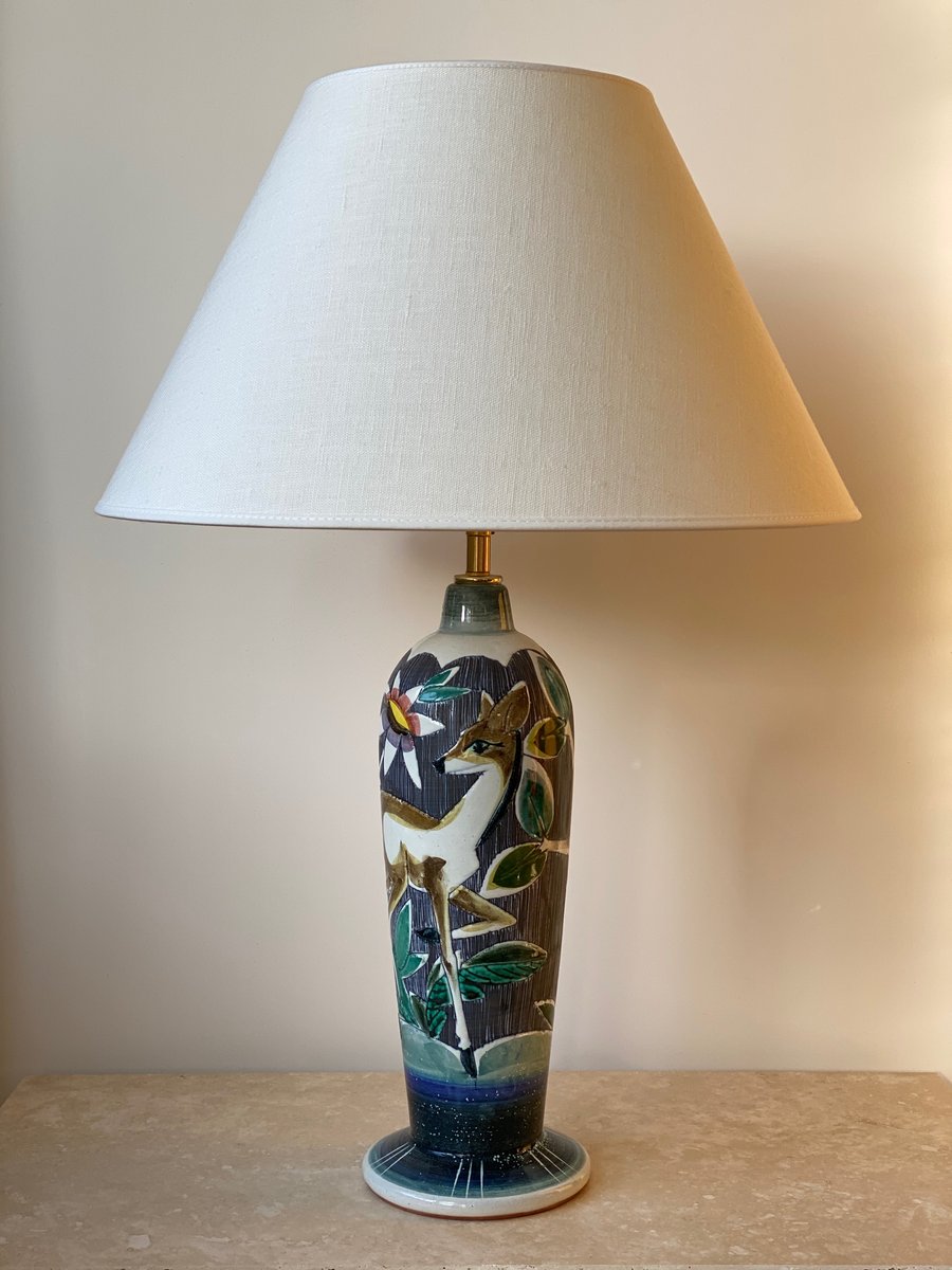 Large MidCentury Ceramic Table Lamp from Tilgman Keramik, 1960s for