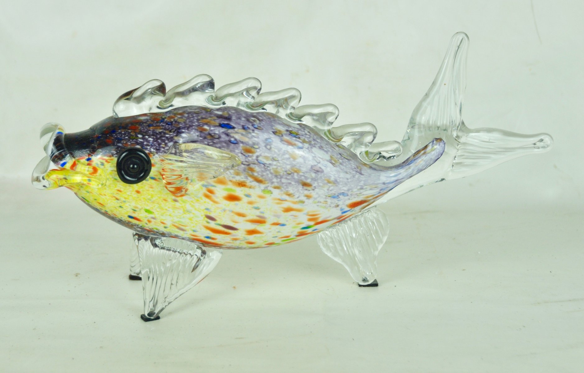 Sculpture - poisson verre de Murano - décor à la feuille d'or - Vendu