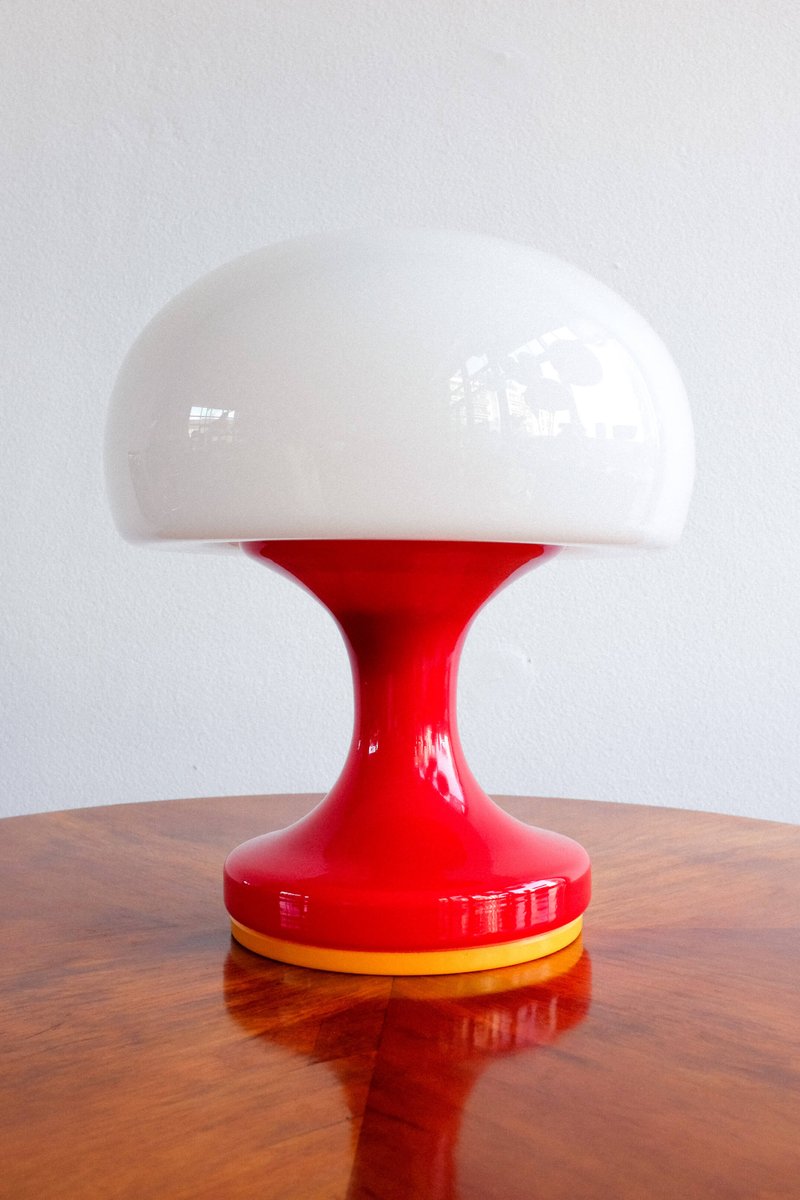 Lampada Da Tavolo Vintage In Vetro Opalino