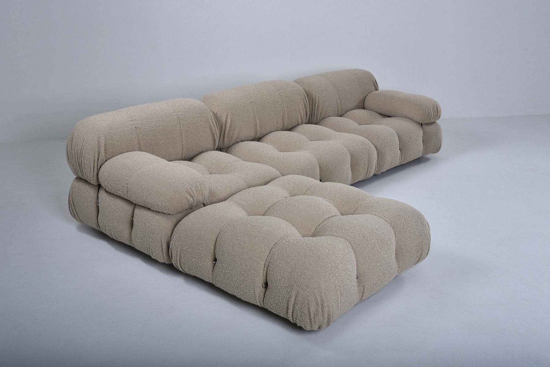 Gray Bouclé Model Camaleonda Modular Sofa by Mario Bellini