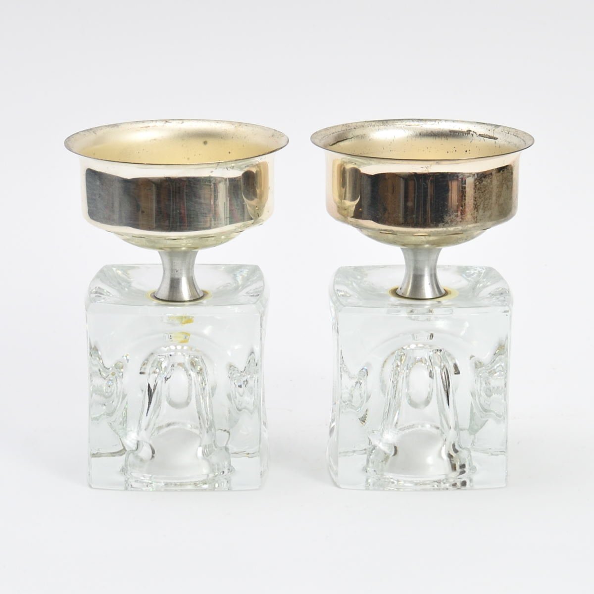 Würfelförmige Kerzenständer aus Glas von Rudolf Jurnikl