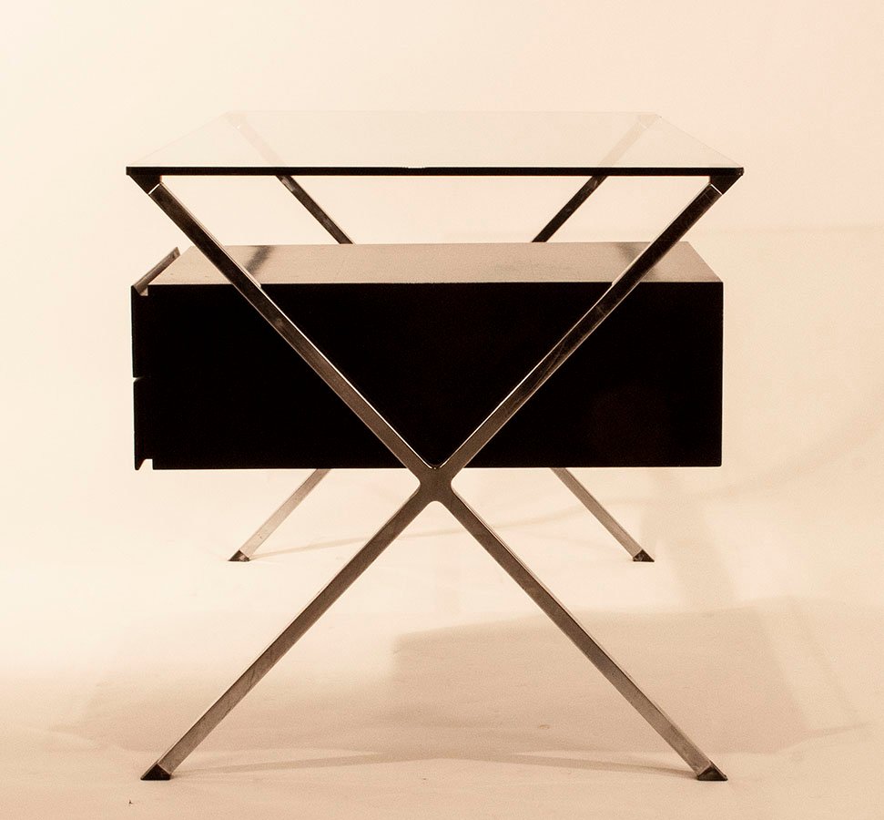 Polychromed Steel, Painted Wood, and Glass Desk by Franco Albini for