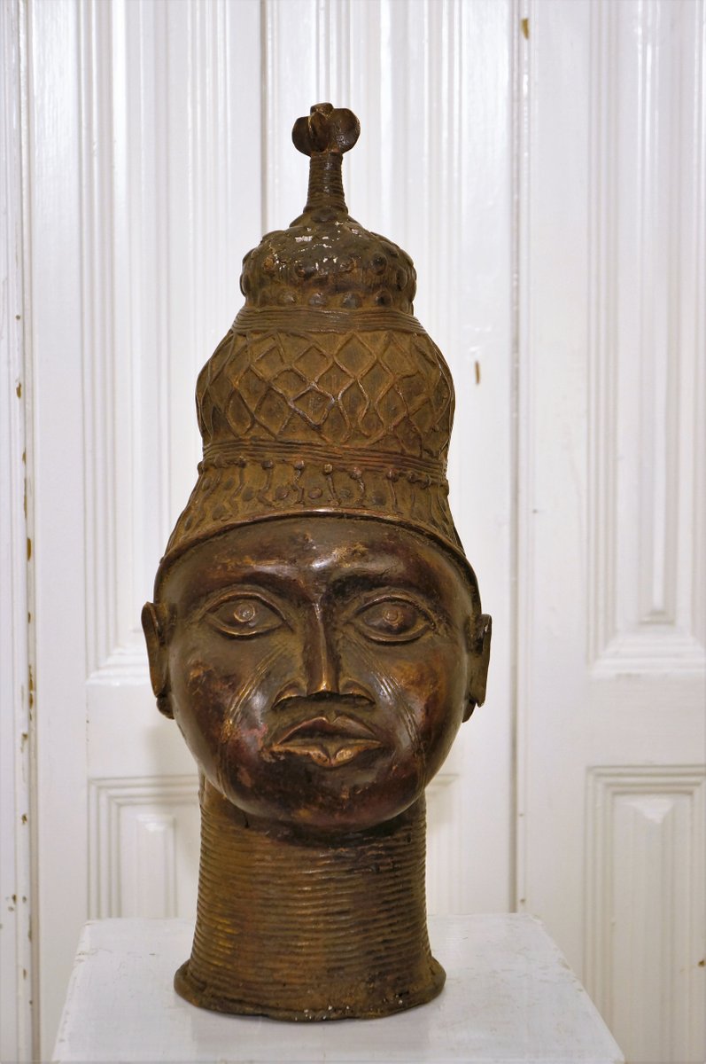 Yoruba Artist, Head, 1950s, Bronze Sculpture for sale at Pamono