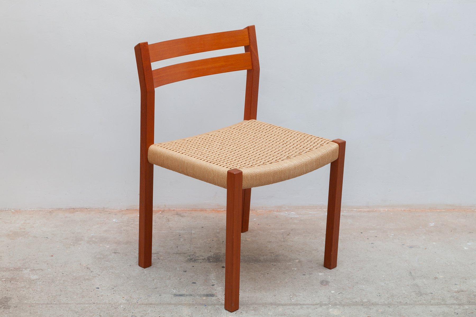 Paper Cord Dining Chairs by Heinrich Möller for J.L. Møllers, 1970s