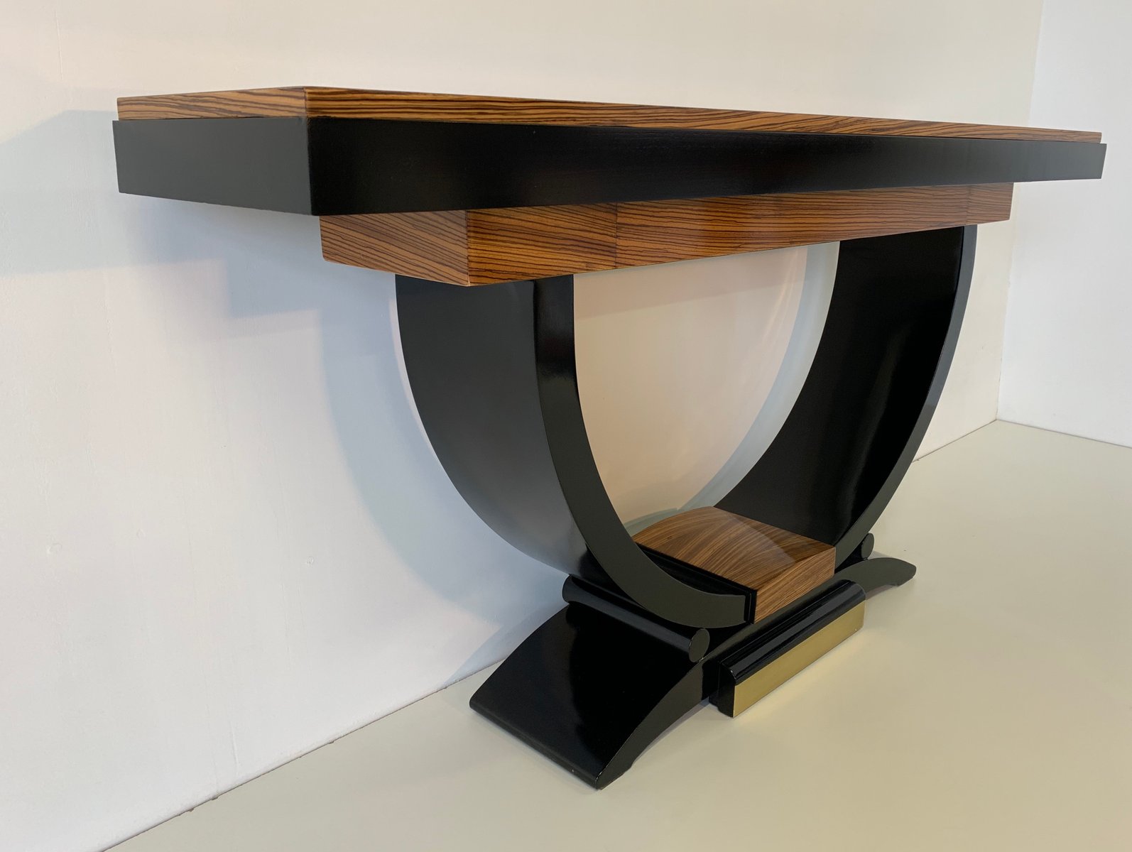 Consoles Art Déco en Bois de Zébrano, France, 1940s, Set de 2 en vente