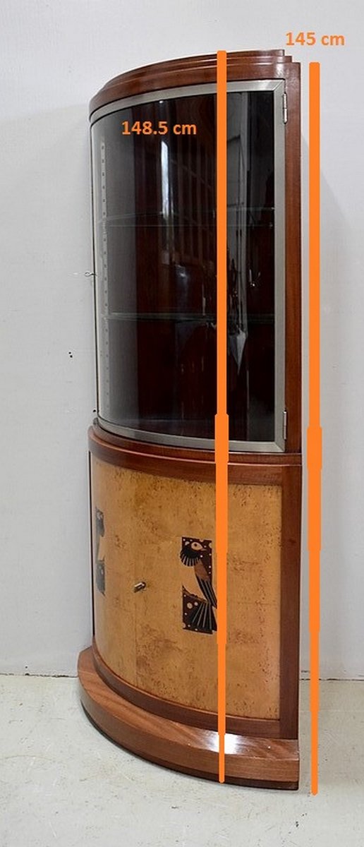 Vintage Art Deco Eckschrank aus Palisander, Mahagoni & Bergahorn bei