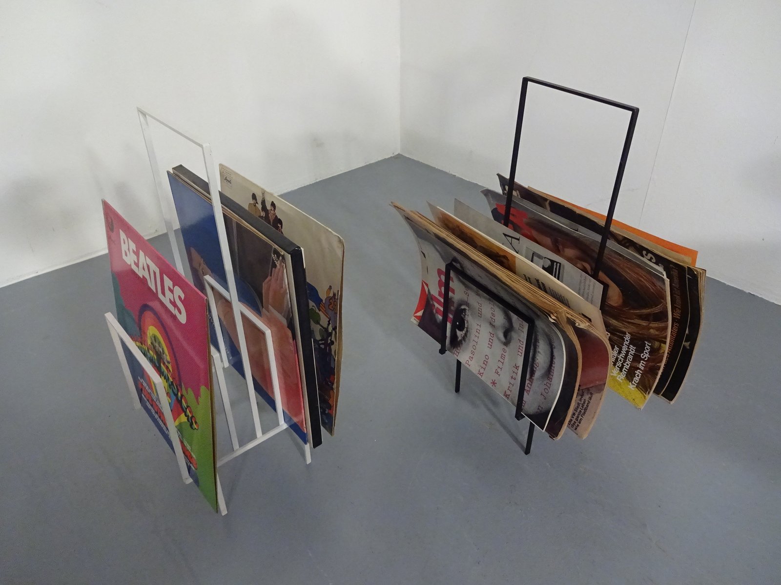 Steel Magazine or Record Racks, 1960s, Set of 2 for sale at Pamono