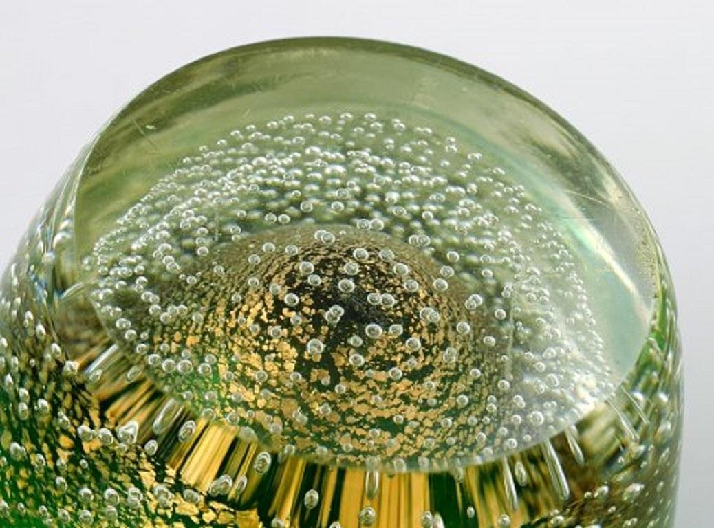 Italian Murano Vase in Green MouthBlown Art Glass with Bubbles, 1960s