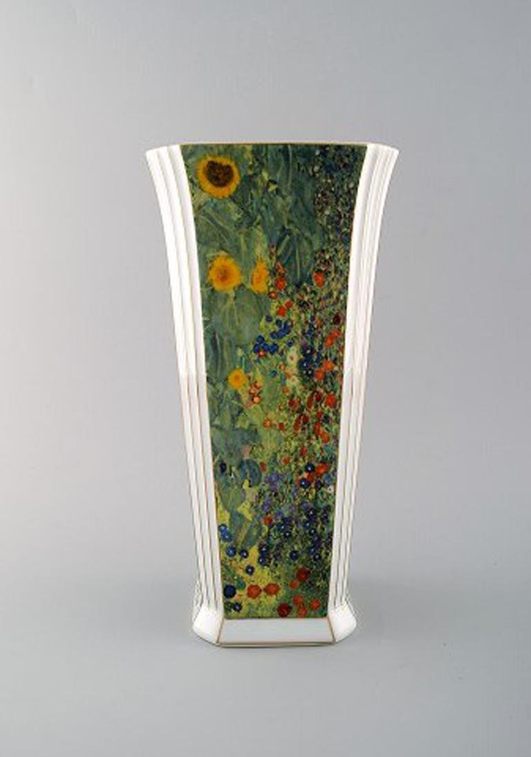 Große Goebel Vase aus Porzellan mit Gustav Klimt Blumenmotiv bei Pamono ...