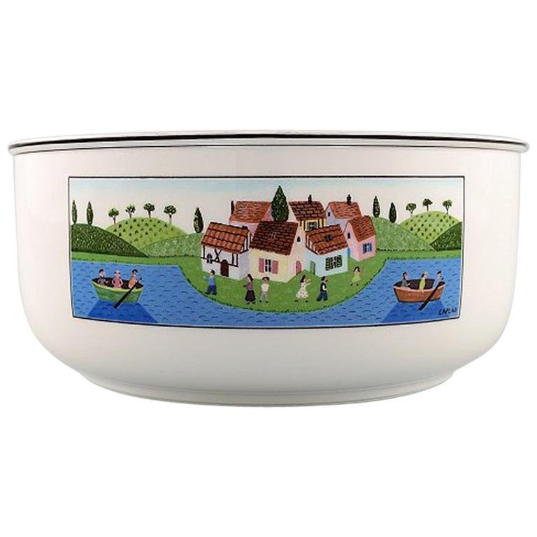 Villeroy & Boch Design Naif Schale – Porzellan, Mehrfarbig (grün/blau), Mit Griff
