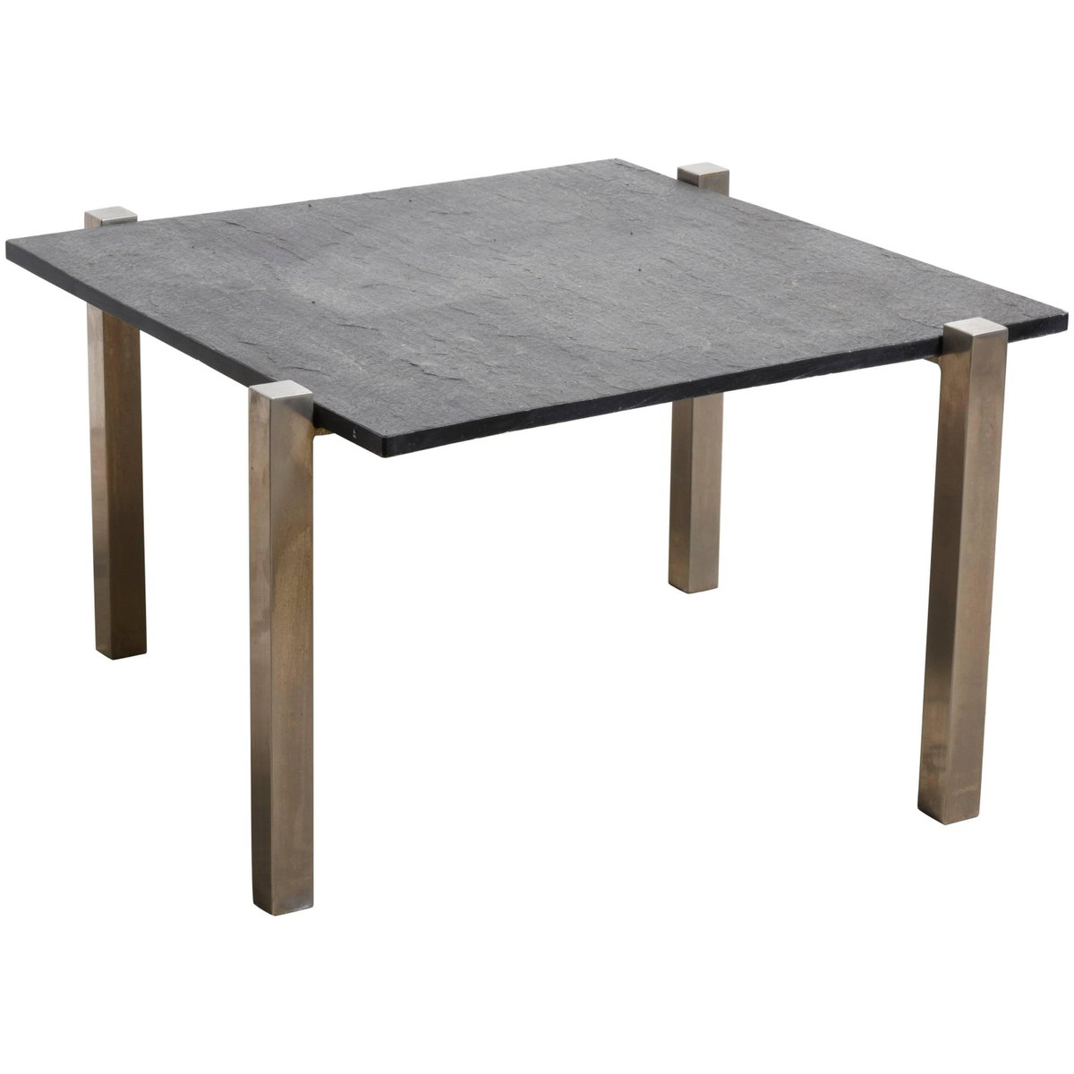 Quadratischer Couchtisch aus schwarzem Chrom mit Schieferplatte, 1960er