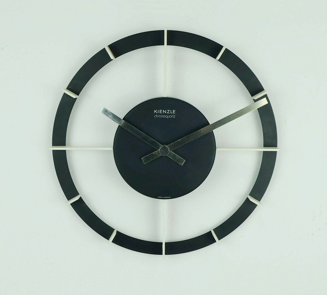MidCentury Black and White Chrono Quartz Wall Clock from Kienzle