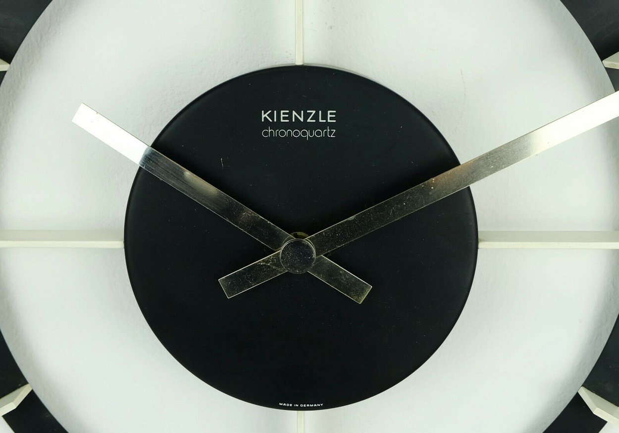 MidCentury Black and White Chrono Quartz Wall Clock from Kienzle