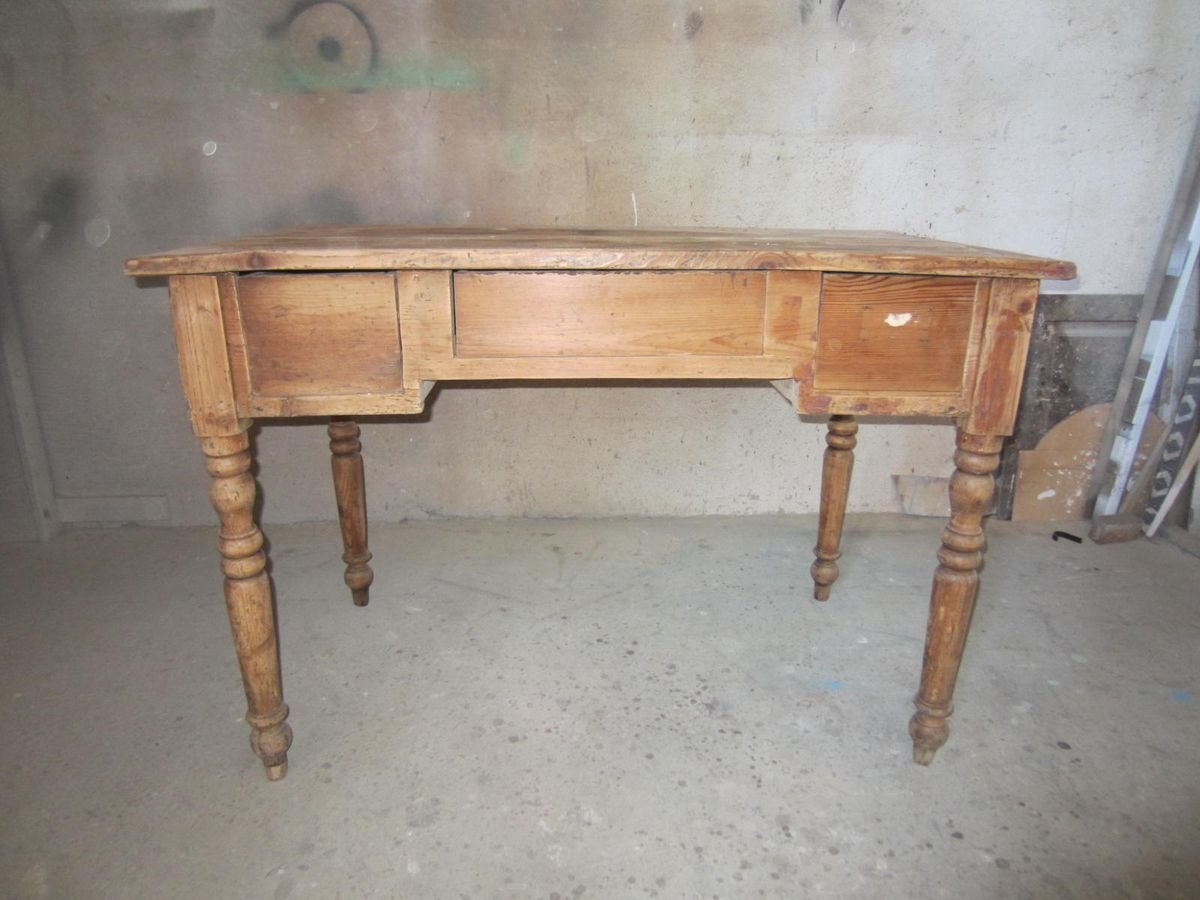 Small Antique Pine Wood Desk for sale at Pamono