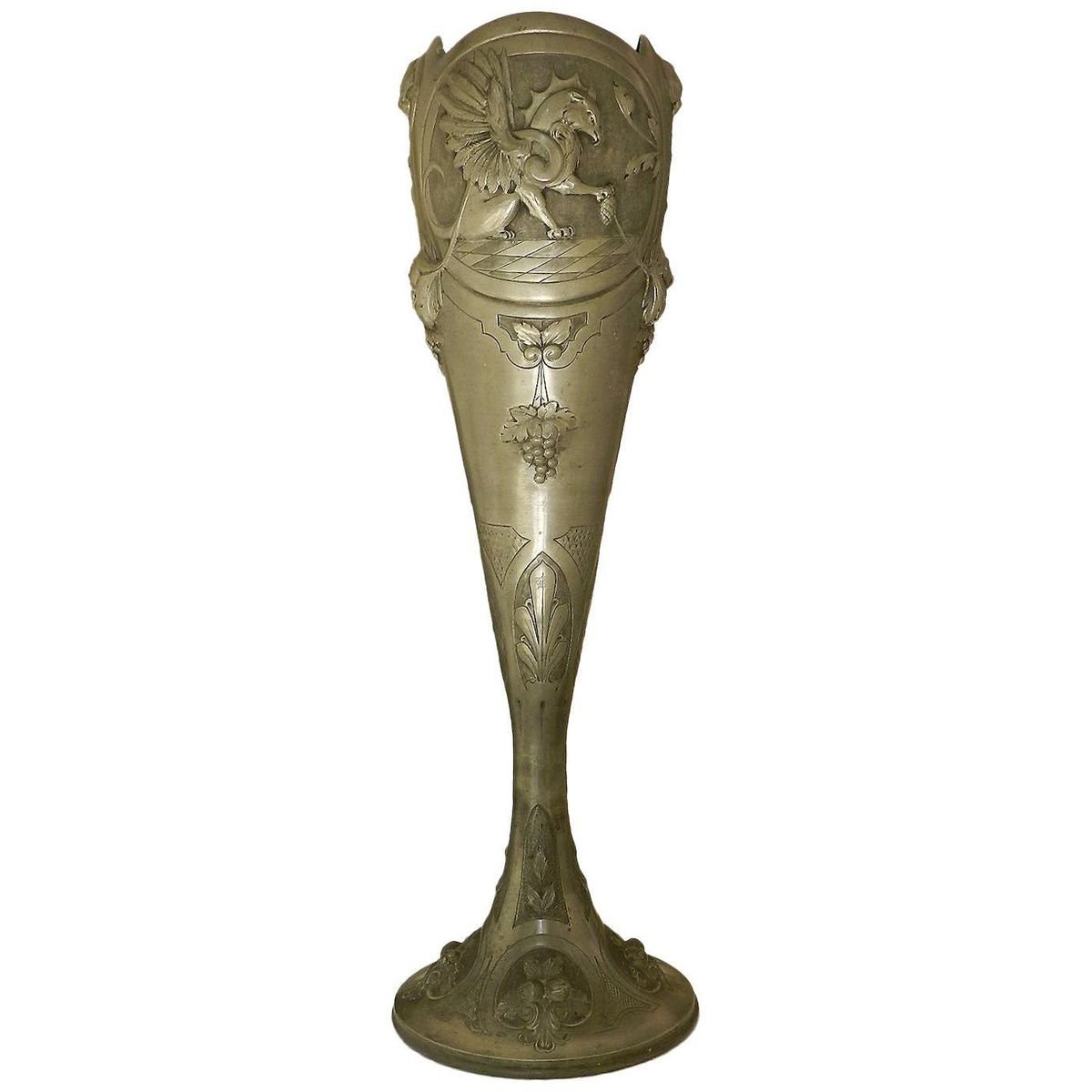 Art Nouveau Pewter Vase by André Villien, 1900s for sale at Pamono