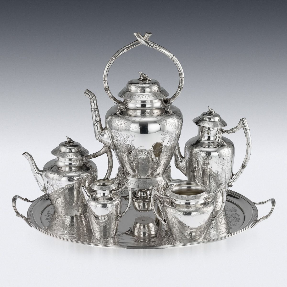 19th Century Victorian English Solid Silver Tea Set from Joseph, Albert
