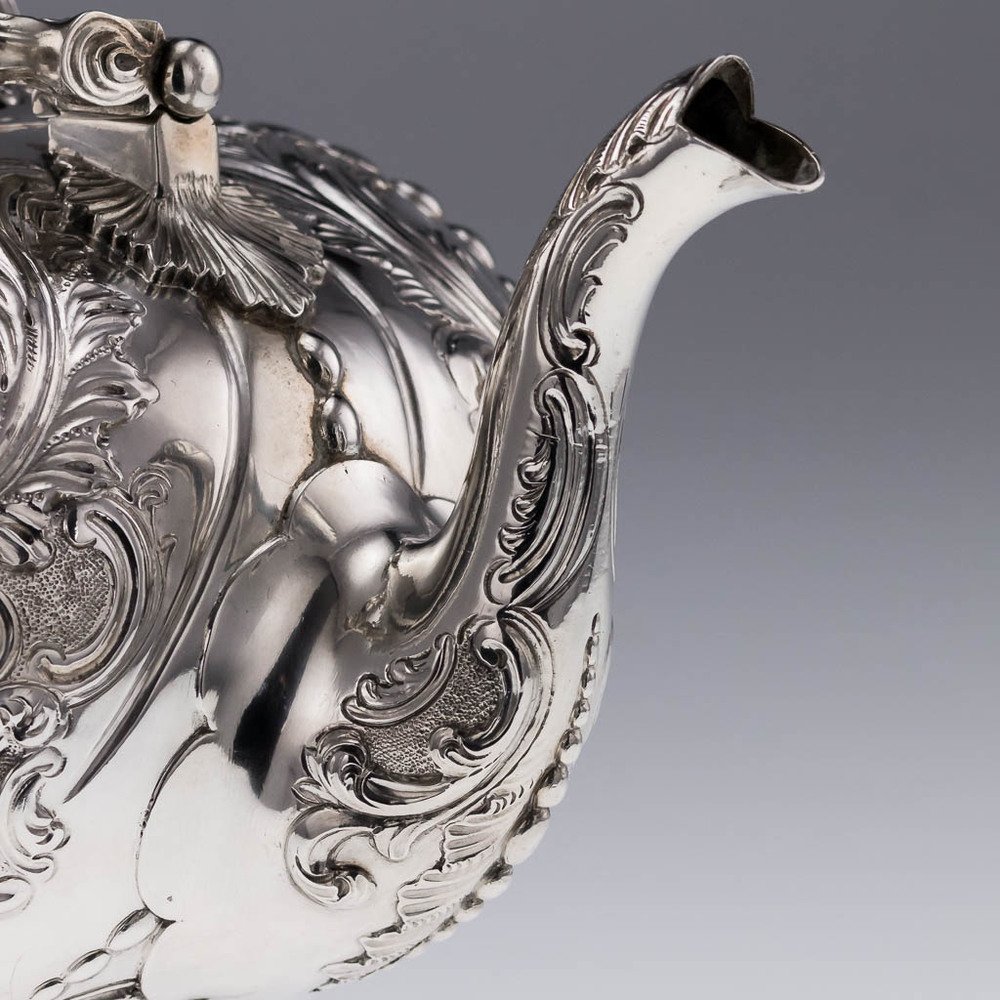 19th Century Victorian English Solid Silver Tea Kettle Stand and Burner